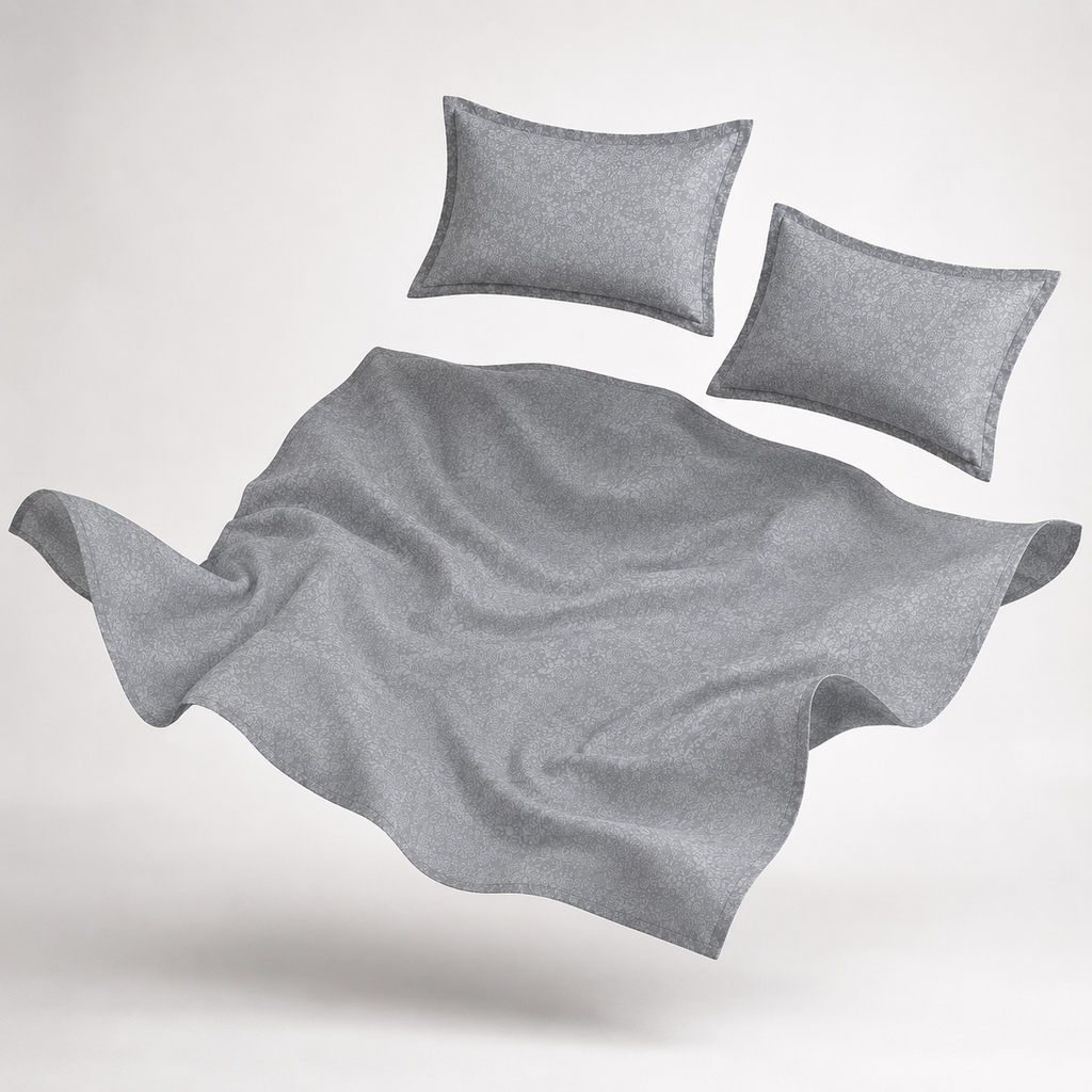 Premium Embossed Grey Bedsheet with 2 Pillow Covers