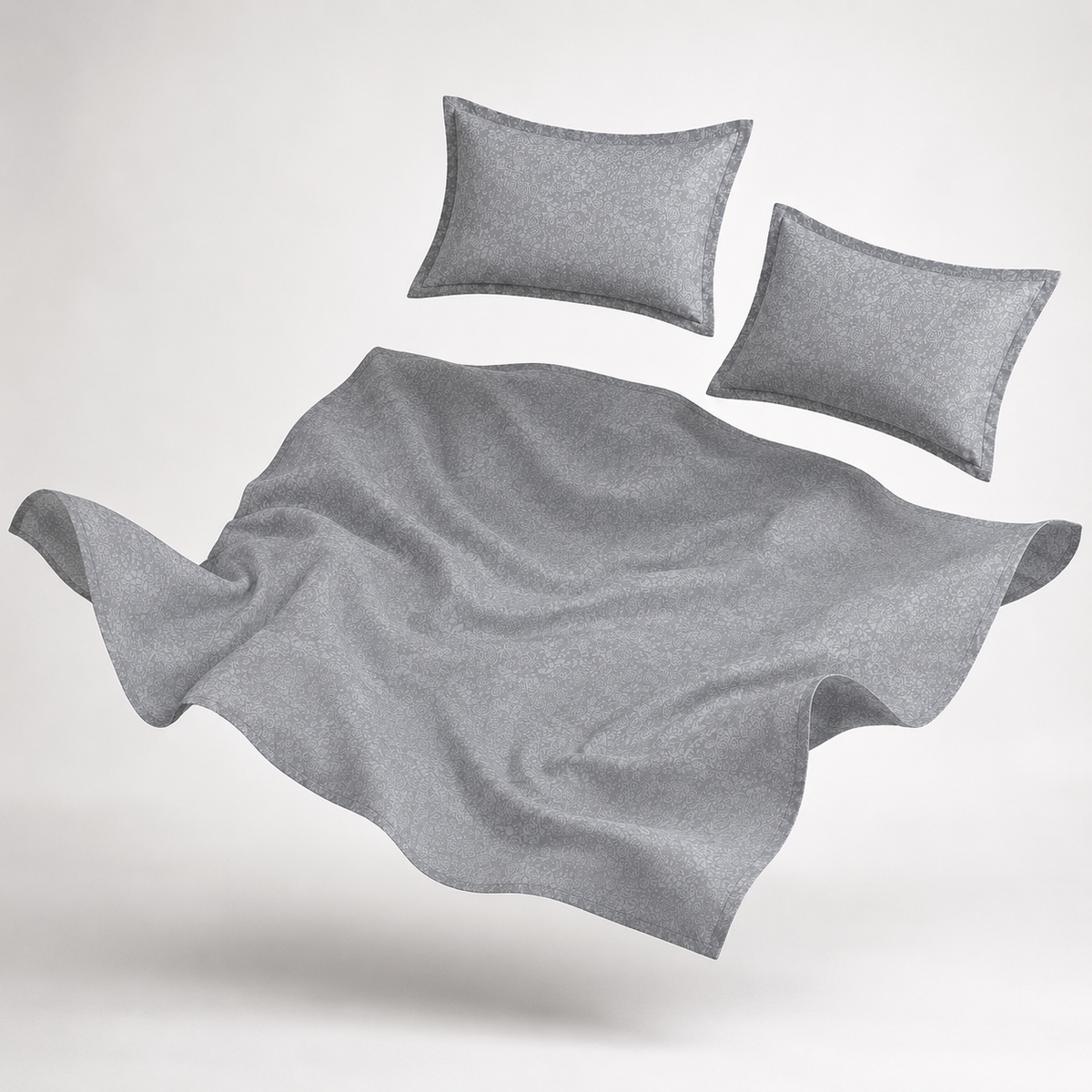 Premium Embossed Grey Bedsheet with 2 Pillow Covers