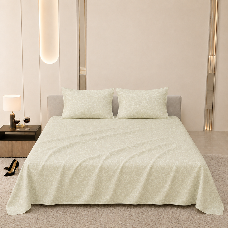 Premium Embossed Cream Bedsheet with 2 Pillow Covers