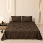 Premium Embossed Brown Bedsheet with 2 Pillow Covers
