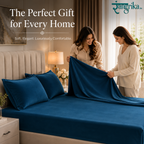 Velvet Solid Winter Bedsheet for Double Bed King Size with 2 Pillow Covers