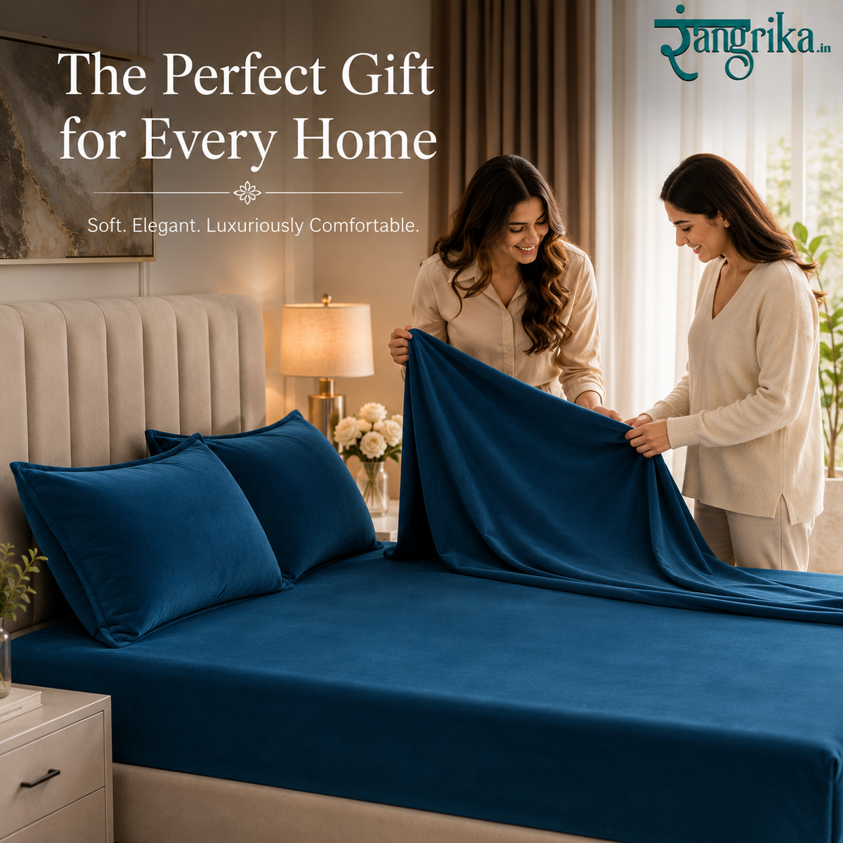 Velvet Solid Winter Bedsheet for Double Bed King Size with 2 Pillow Covers