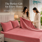 Velvet Solid Winter Bedsheet for Double Bed King Size with 2 Pillow Covers