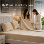 Velvet Solid Winter Bedsheet for Double Bed King Size with 2 Pillow Covers