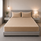 Velvet Solid Winter Bedsheet for Double Bed King Size with 2 Pillow Covers