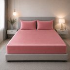 Velvet Solid Winter Bedsheet for Double Bed King Size with 2 Pillow Covers