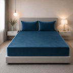 Velvet Solid Winter Bedsheet for Double Bed King Size with 2 Pillow Covers