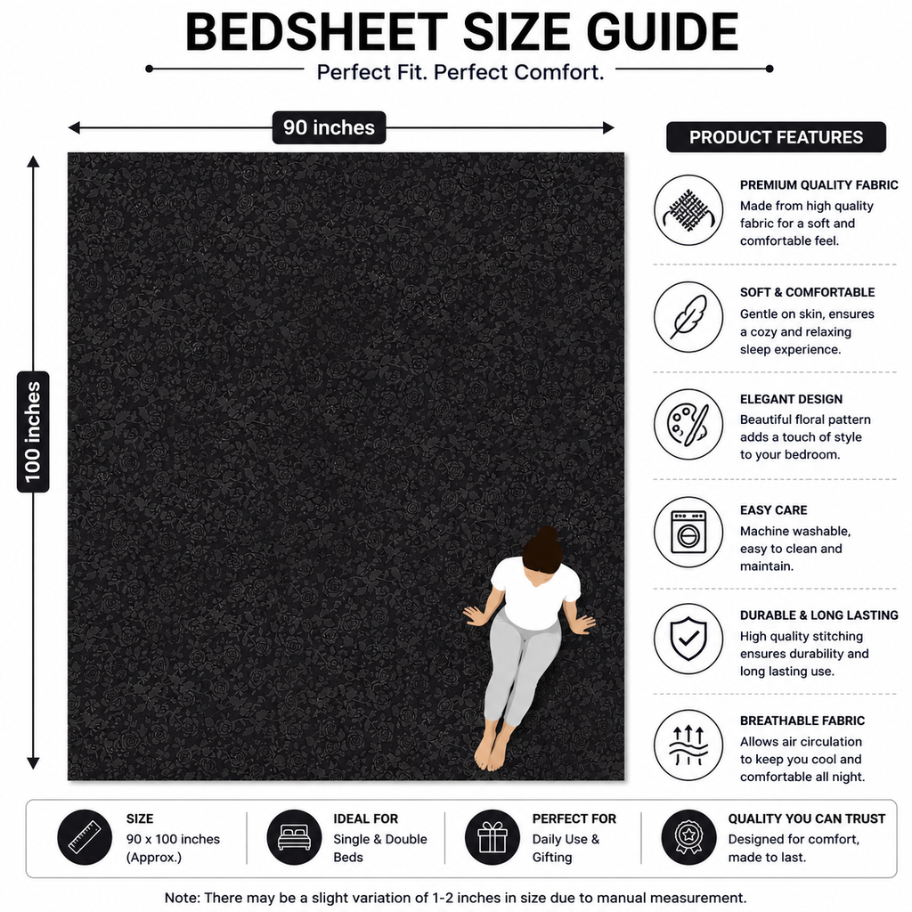 Premium Embossed Dark Grey Bedsheet with 2 Pillow Covers
