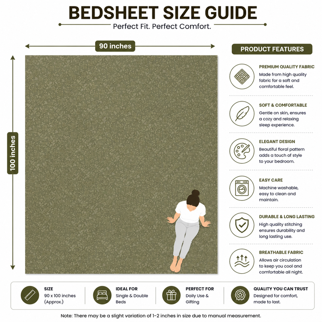 Premium Embossed Light Green Bedsheet with 2 Pillow Covers