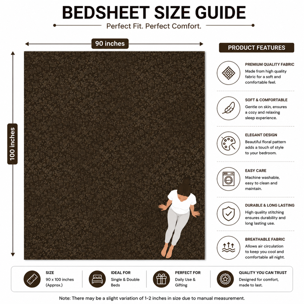 Premium Embossed Brown Bedsheet with 2 Pillow Covers