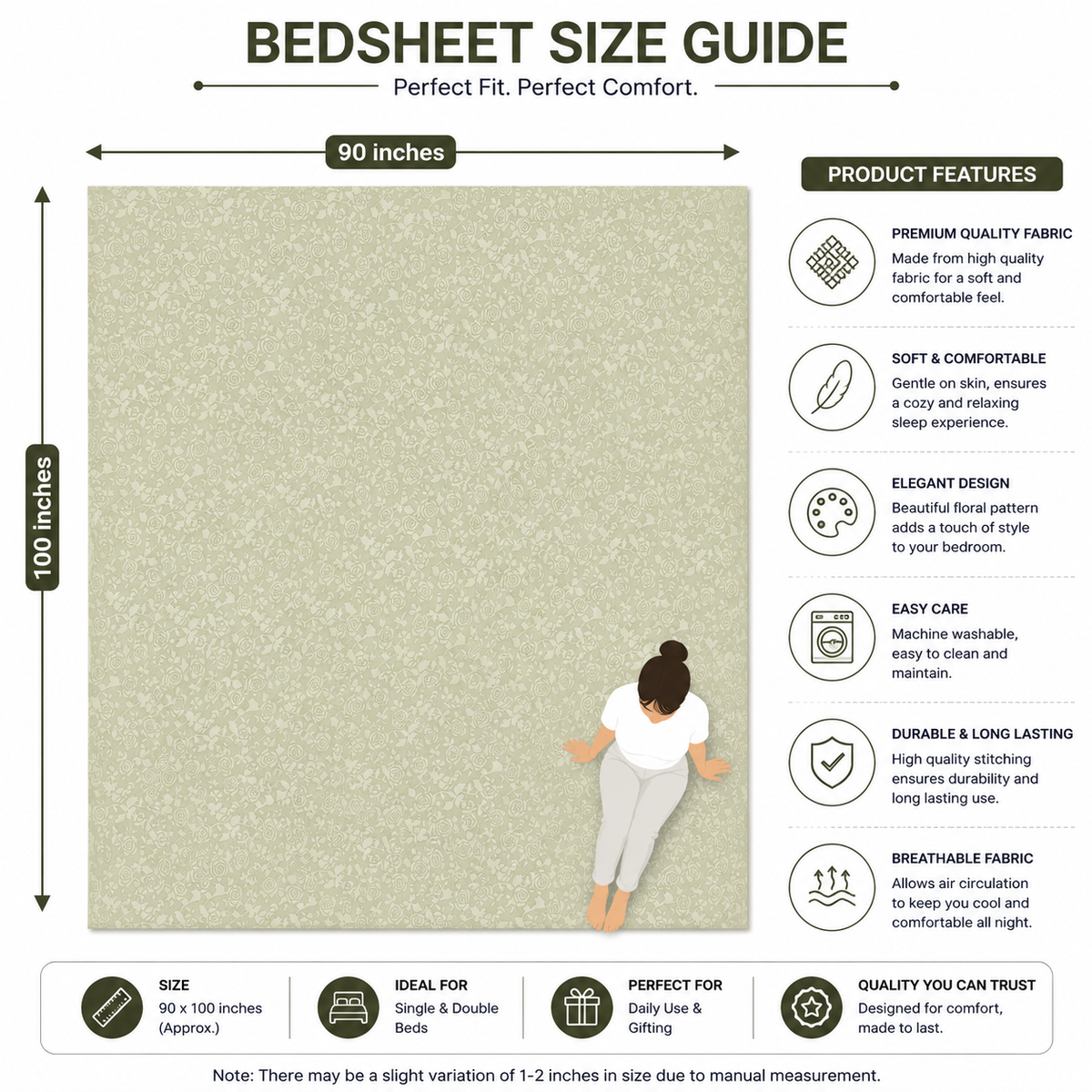Premium Embossed Cream Bedsheet with 2 Pillow Covers