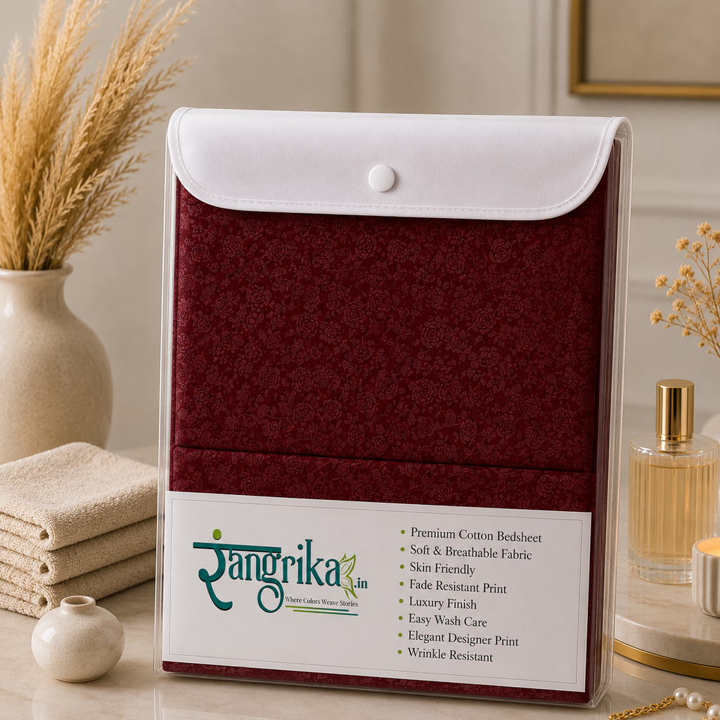 Premium Embossed Red Bedsheet with 2 Pillow Covers