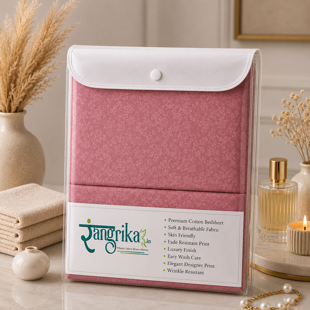 Premium Embossed Pink Bedsheet with 2 Pillow Covers