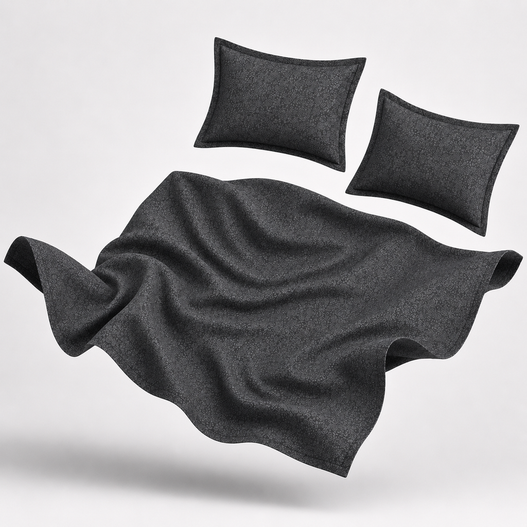 Premium Embossed Dark Grey Bedsheet with 2 Pillow Covers