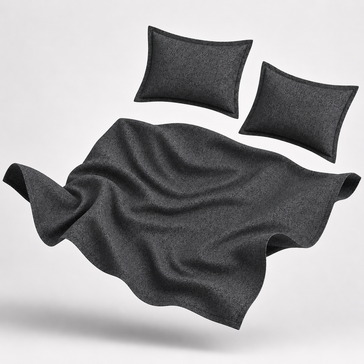 Premium Embossed Dark Grey Bedsheet with 2 Pillow Covers