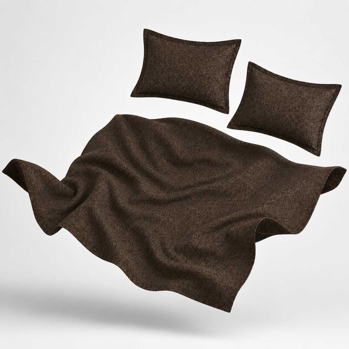 Premium Embossed Brown Bedsheet with 2 Pillow Covers