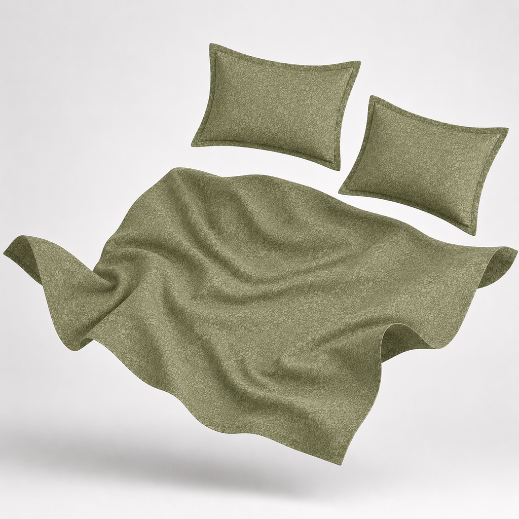 Premium Embossed Light Green Bedsheet with 2 Pillow Covers