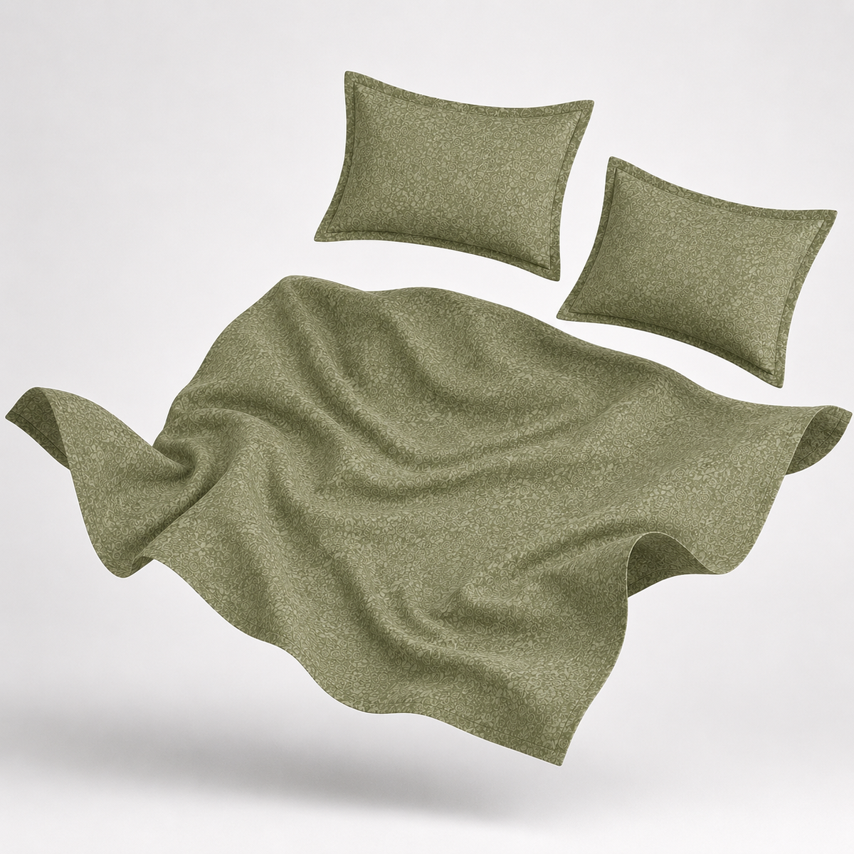 Premium Embossed Light Green Bedsheet with 2 Pillow Covers