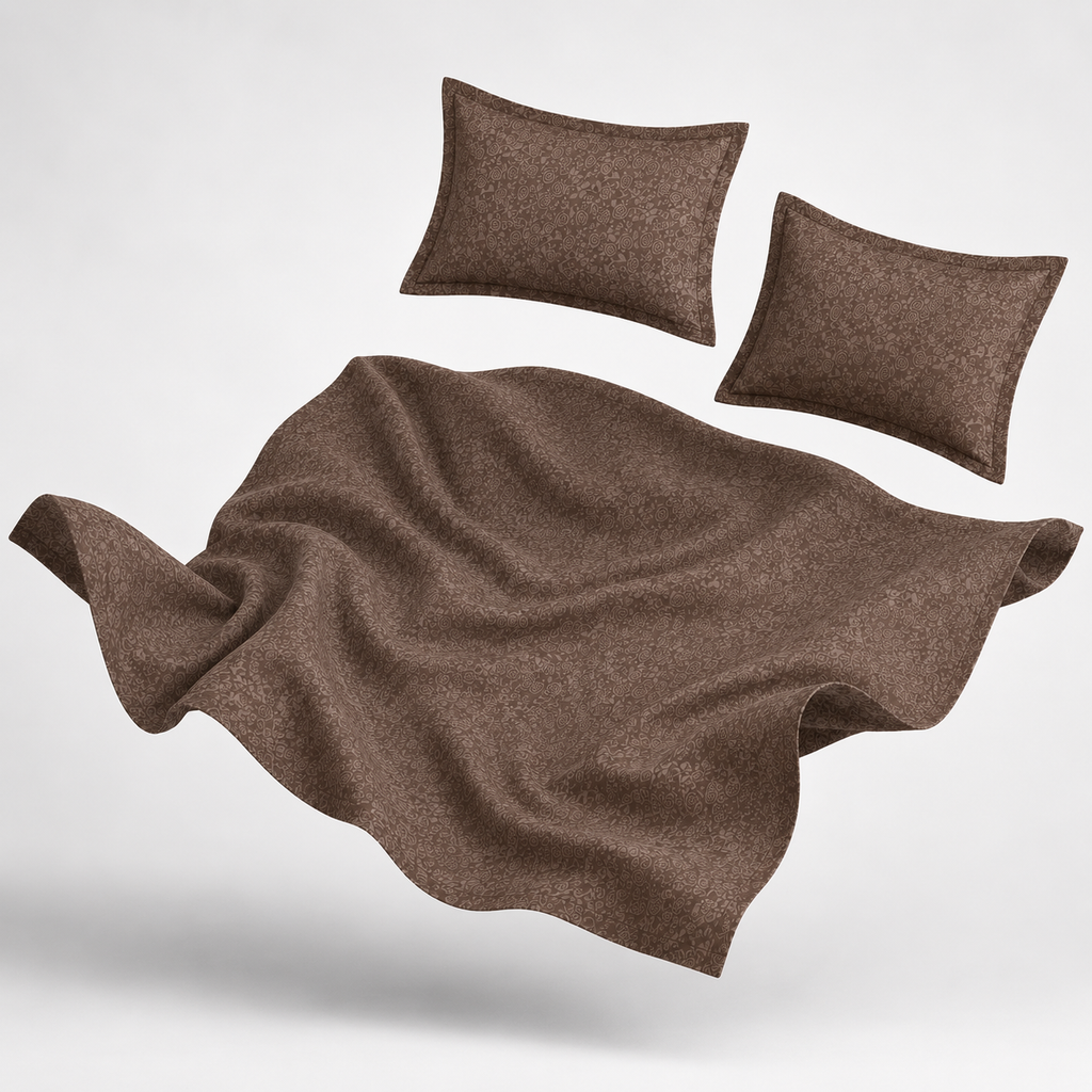 Premium Embossed Light Brown Bedsheet with 2 Pillow Covers