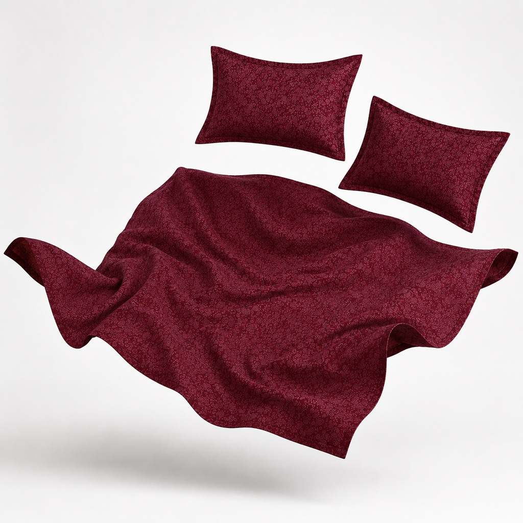 Premium Embossed Red Bedsheet with 2 Pillow Covers