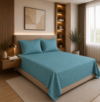 Premium Embossed Blue Bedsheet with 2 Pillow Covers