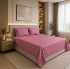 Premium Embossed Pink Bedsheet with 2 Pillow Covers