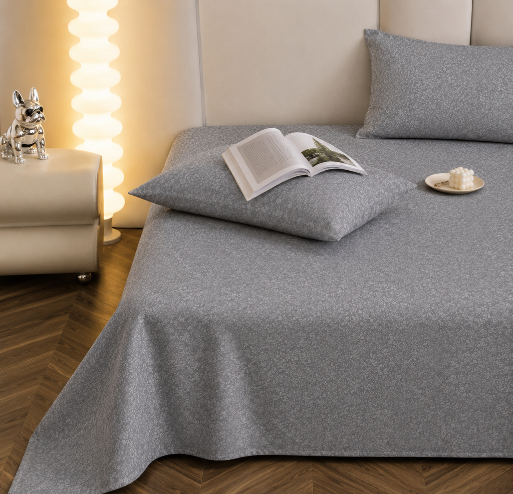 Premium Embossed Grey Bedsheet with 2 Pillow Covers
