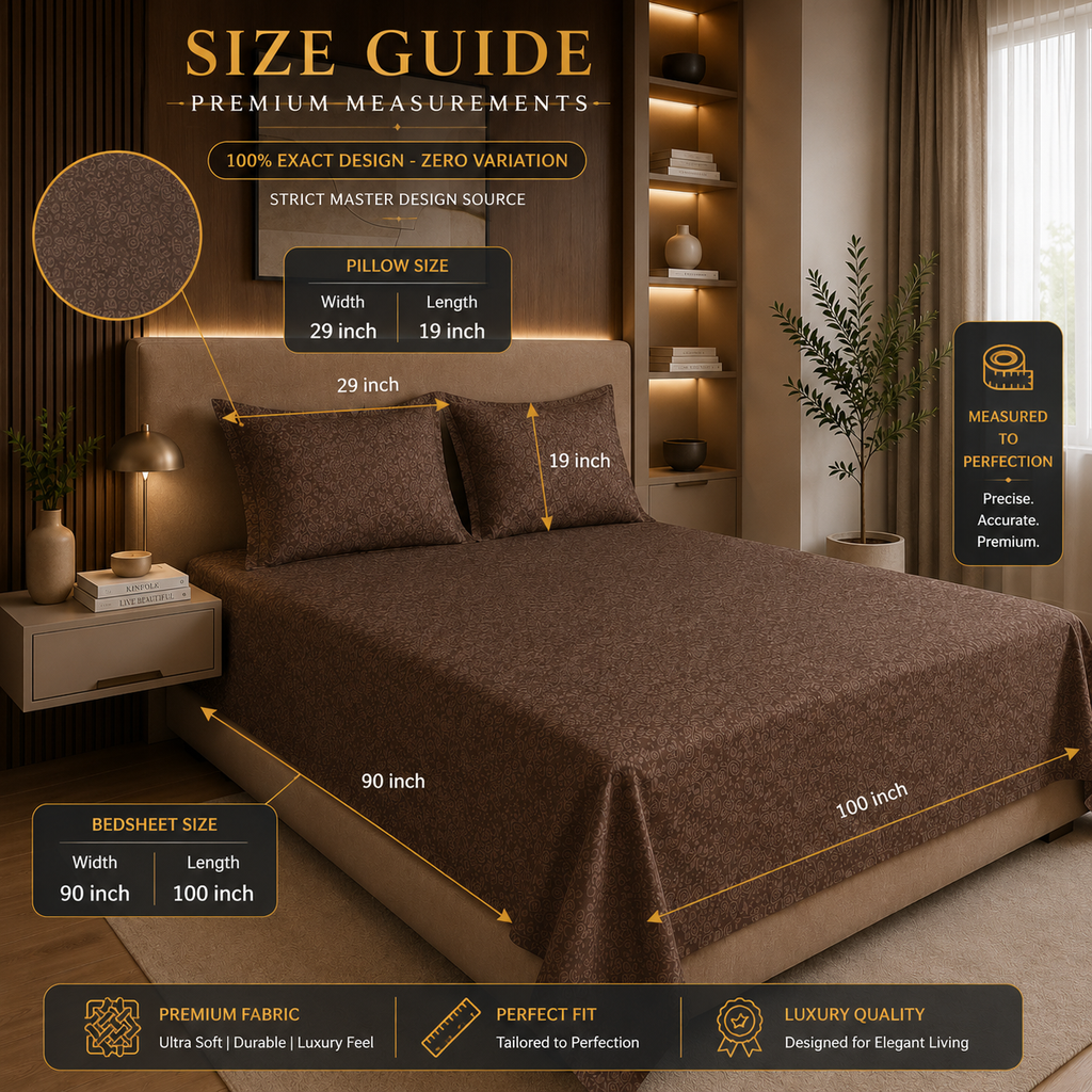 Premium Embossed Light Brown Bedsheet with 2 Pillow Covers