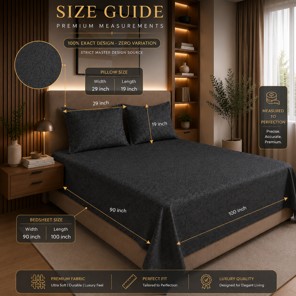 Premium Embossed Dark Grey Bedsheet with 2 Pillow Covers