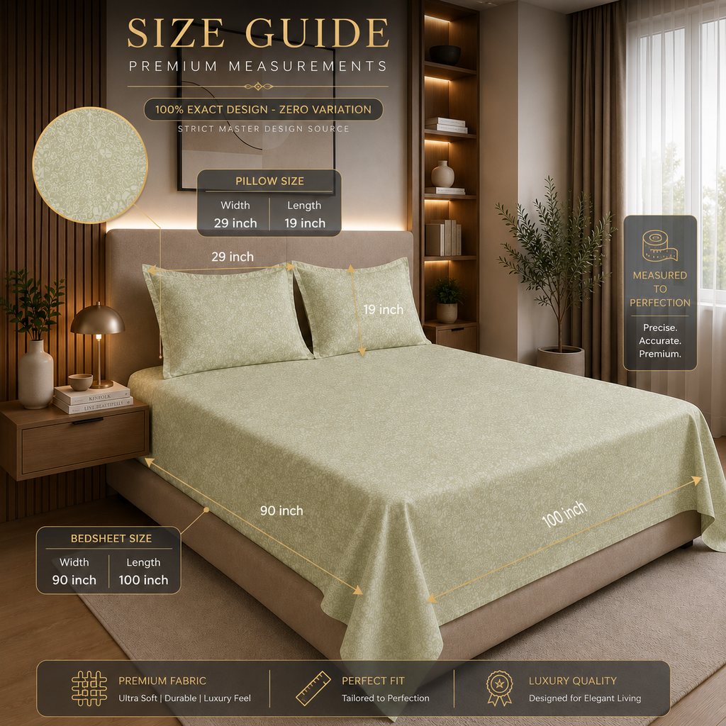 Premium Embossed Cream Bedsheet with 2 Pillow Covers