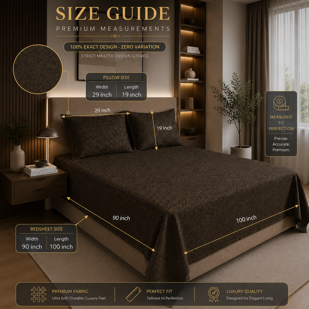 Premium Embossed Brown Bedsheet with 2 Pillow Covers