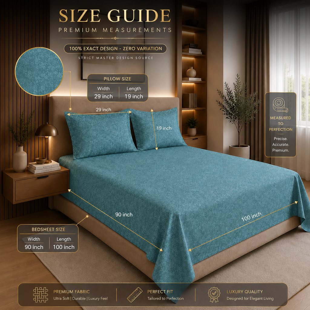 Premium Embossed Blue Bedsheet with 2 Pillow Covers