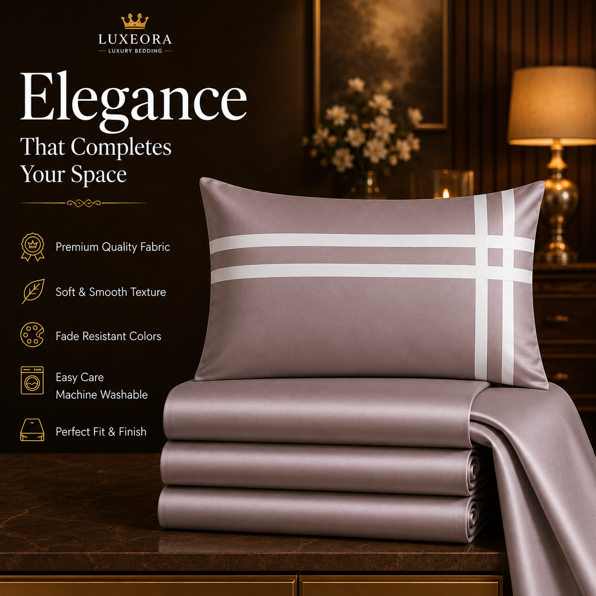 Double Bedsheet with 2 Pillow Covers