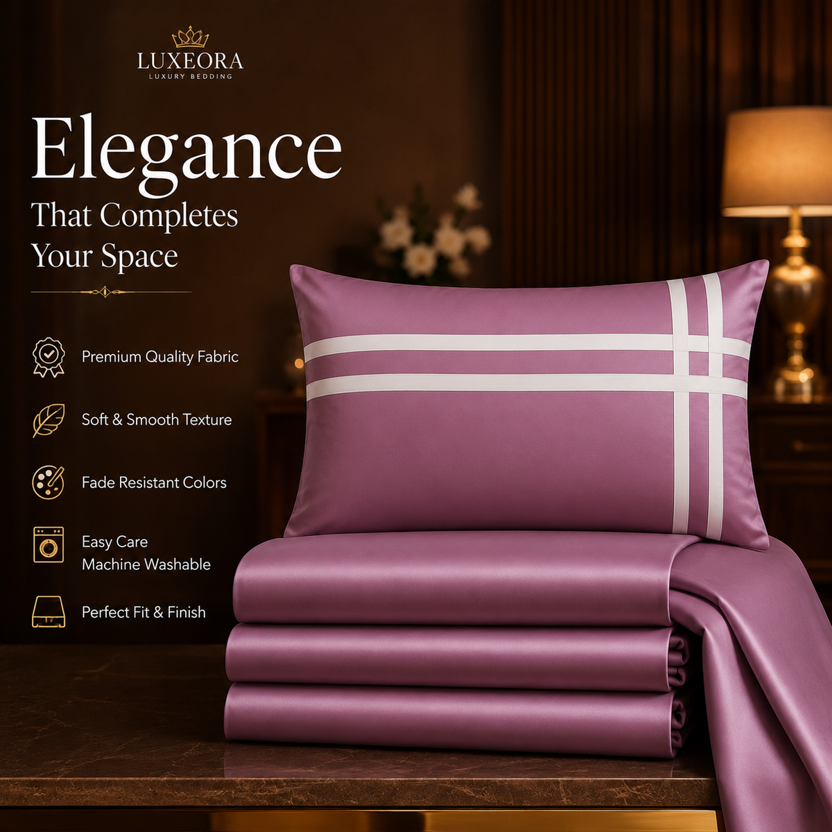 Double Bedsheet with 2 Pillow Covers