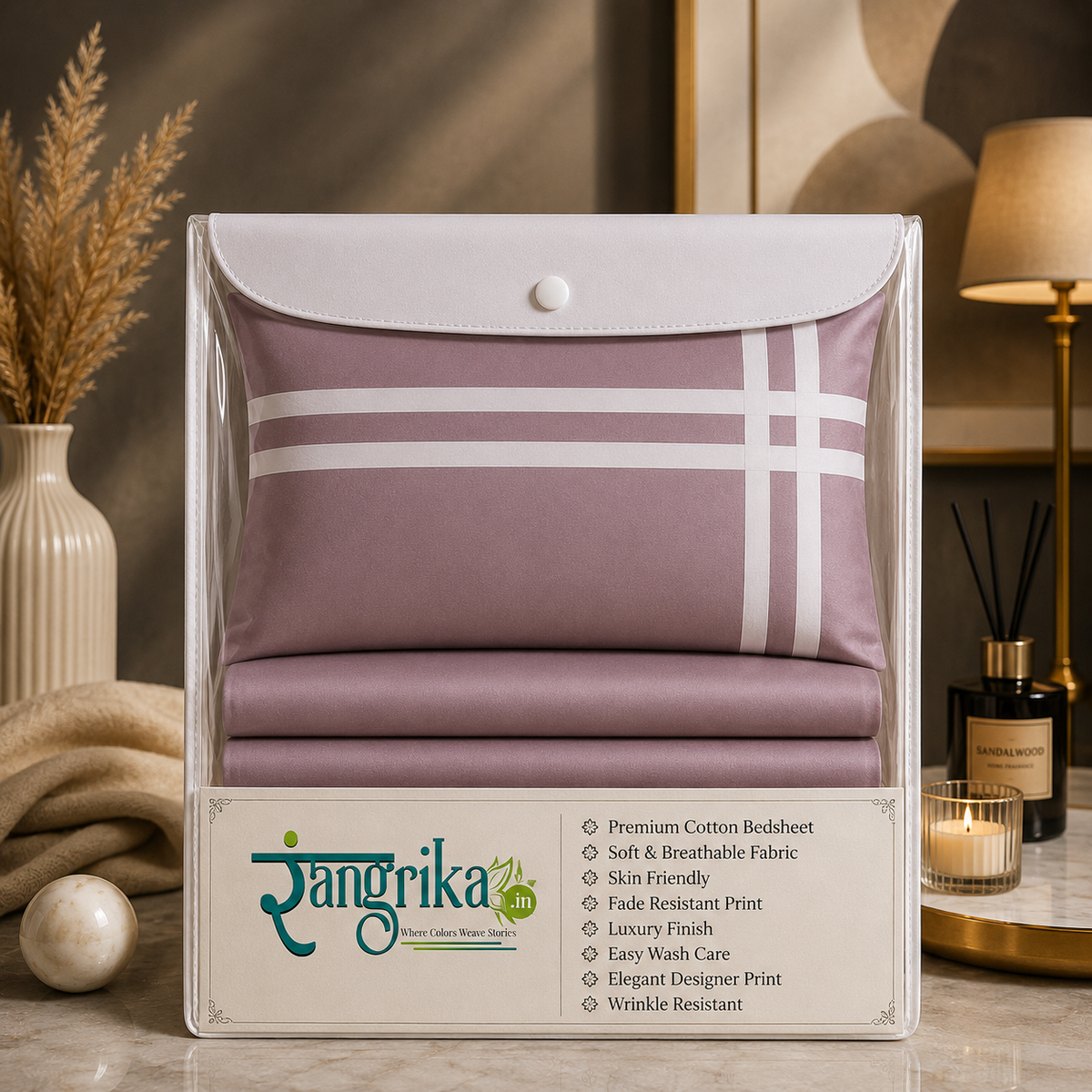 Double Bedsheet with 2 Pillow Covers