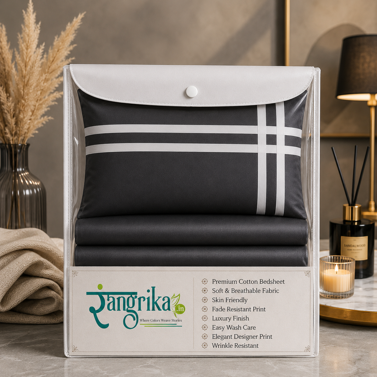 Double Bedsheet with 2 Pillow Covers