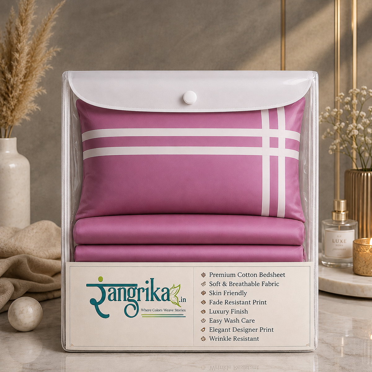 Double Bedsheet with 2 Pillow Covers