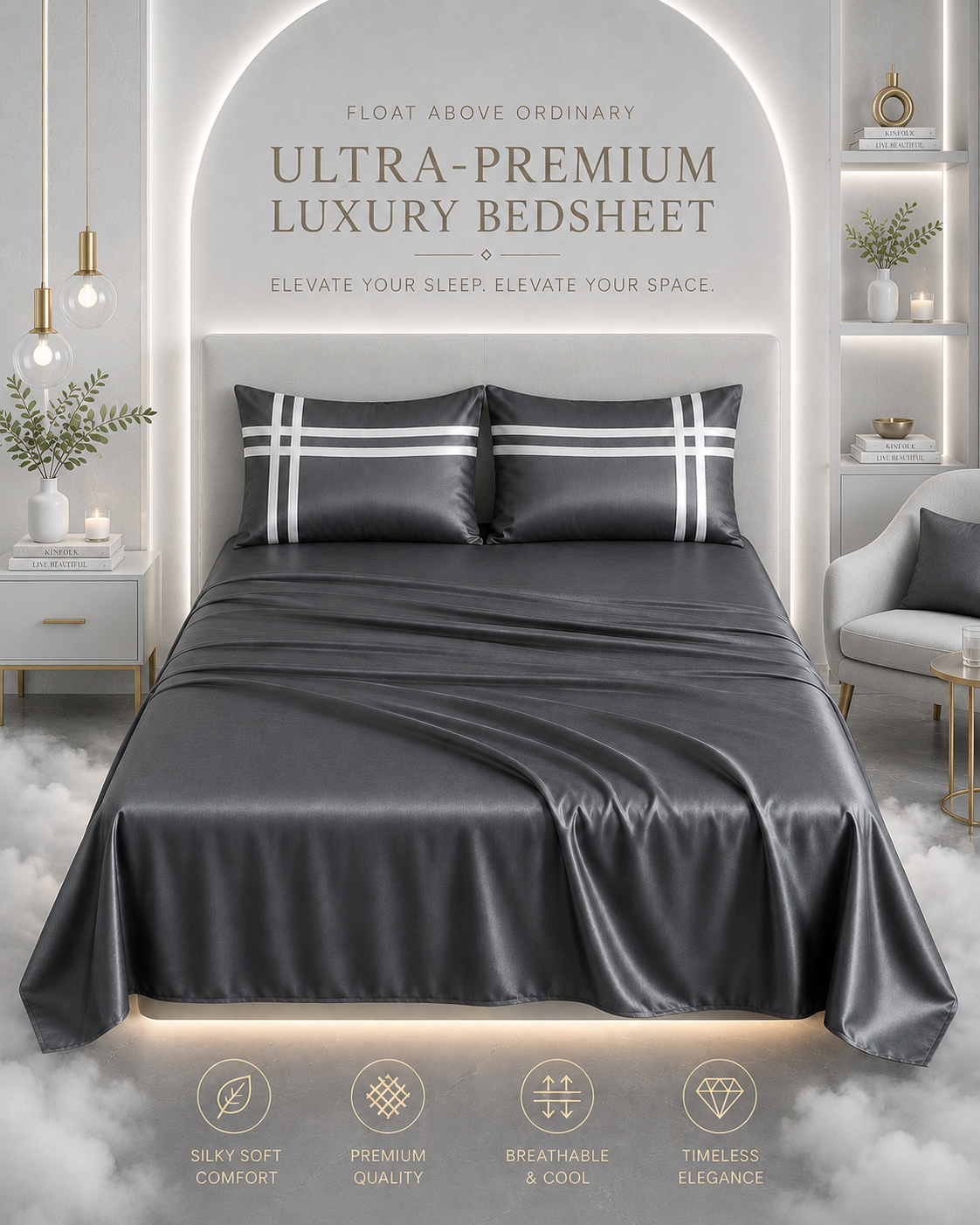 Double Bedsheet with 2 Pillow Covers