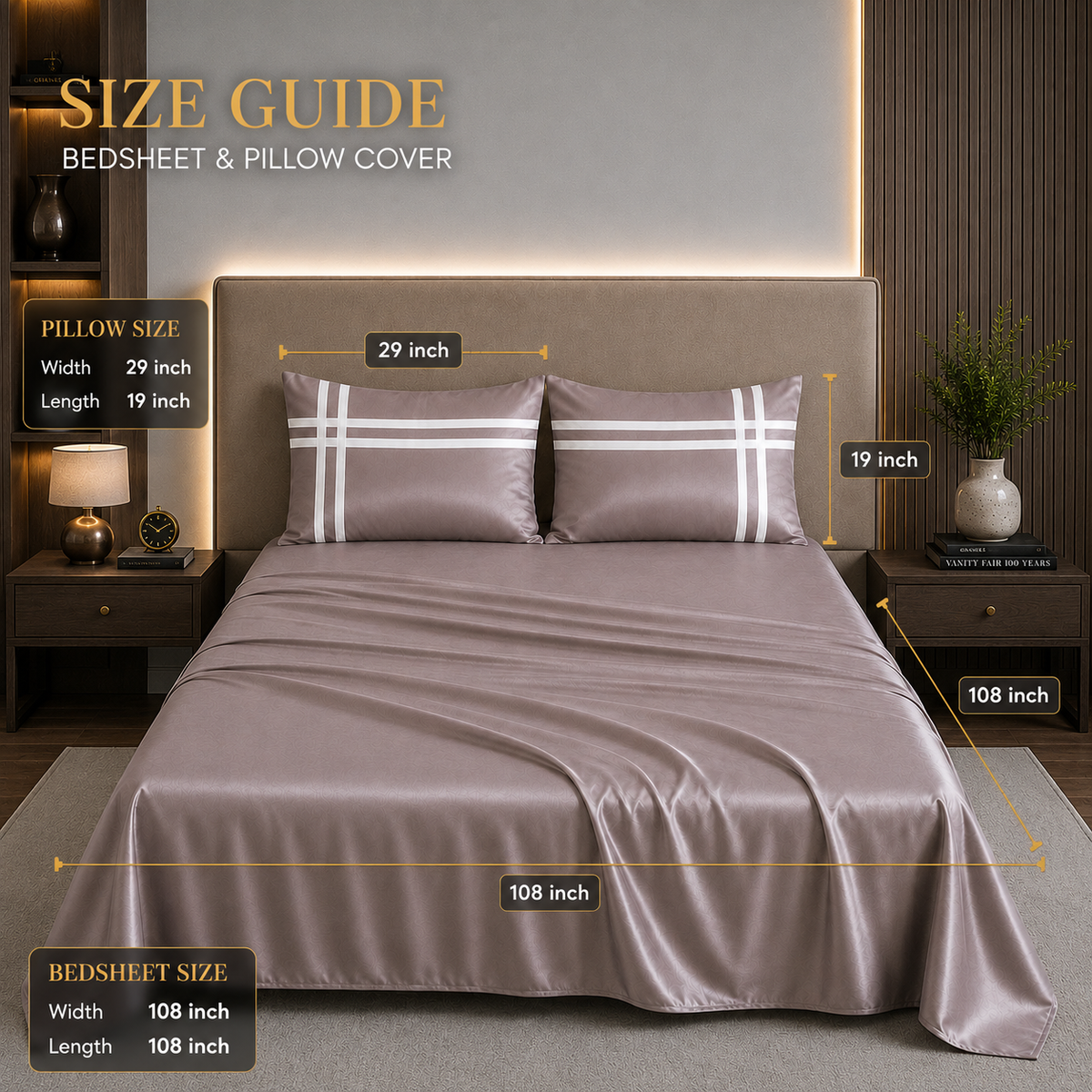 Double Bedsheet with 2 Pillow Covers