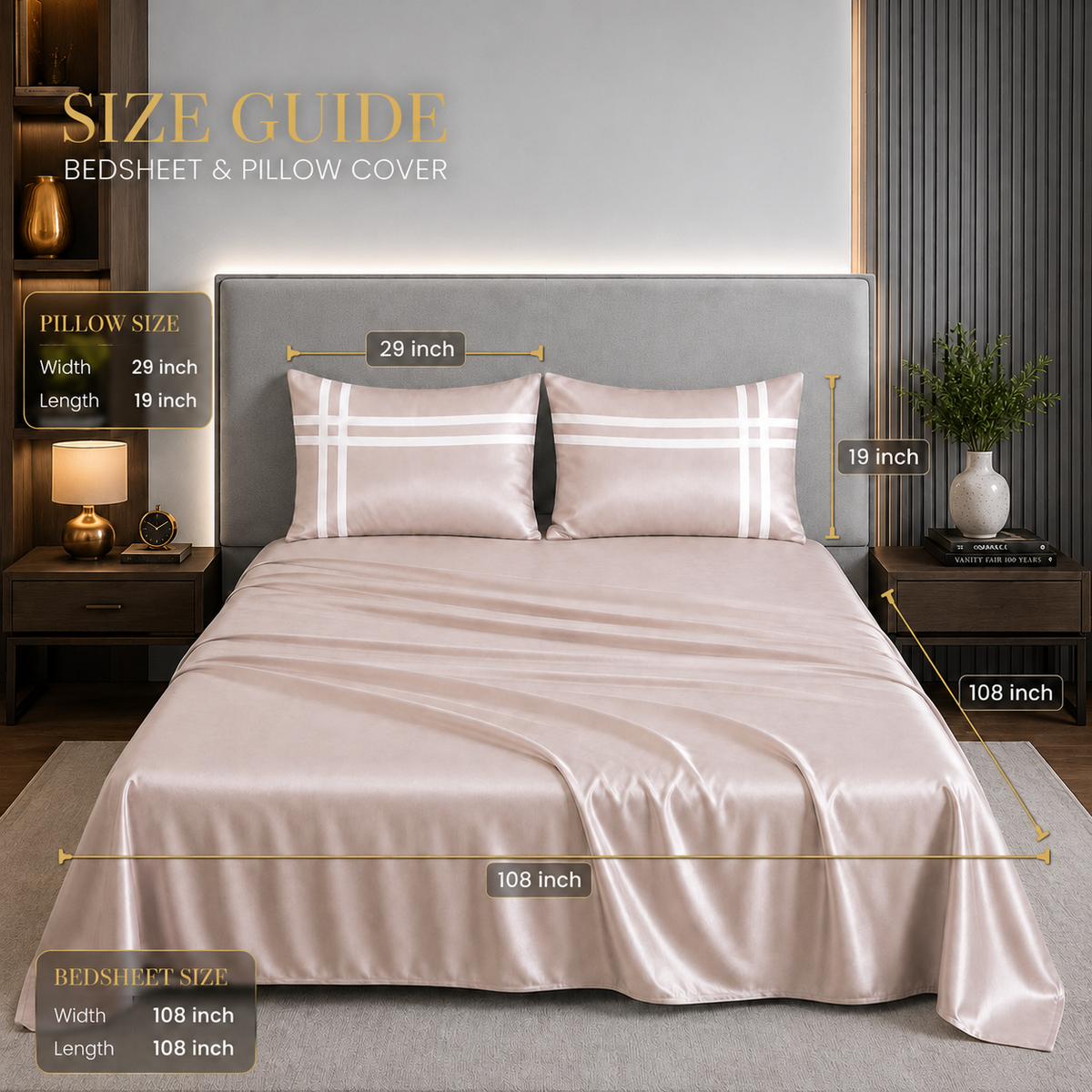 Double Bedsheet with 2 Pillow Covers