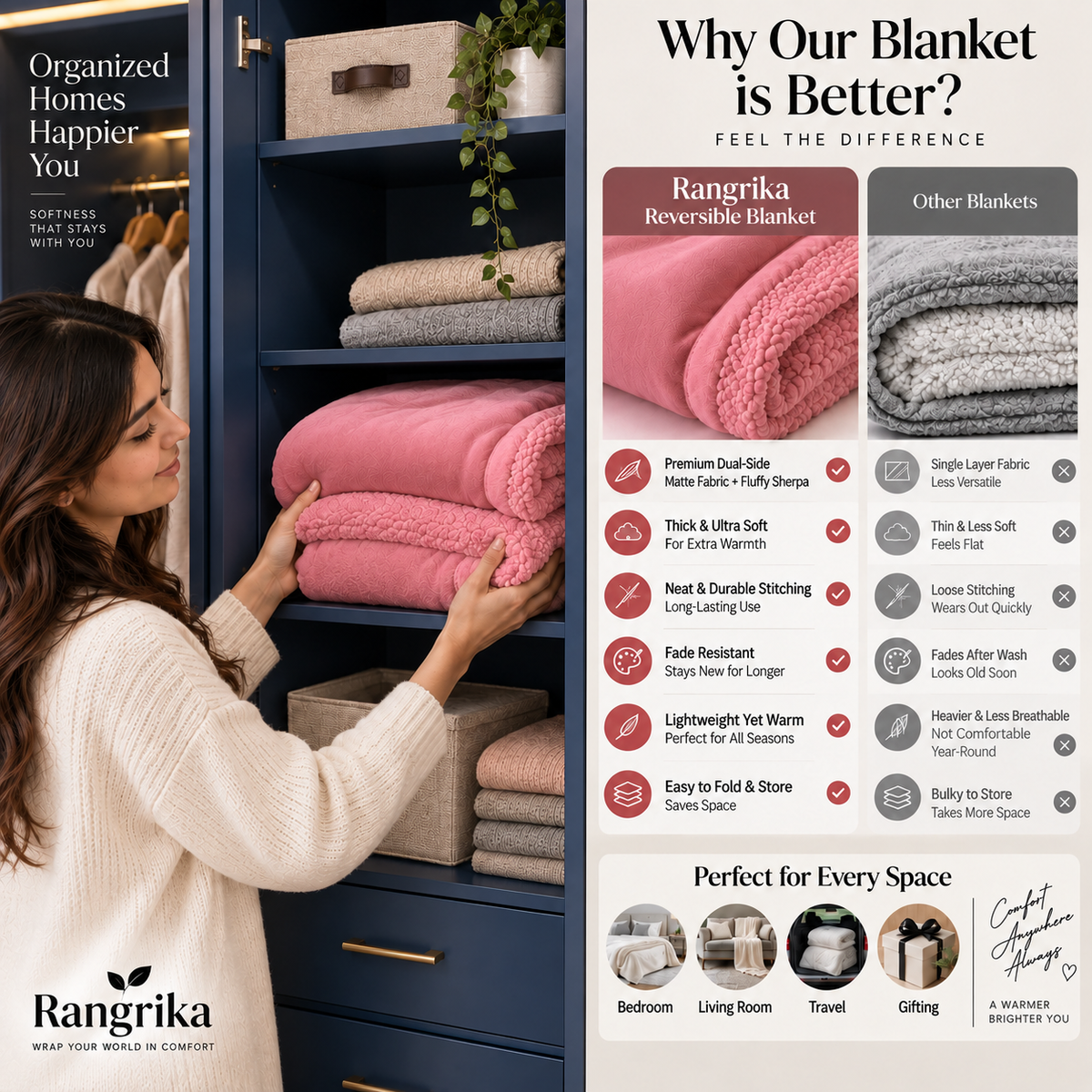 Ultra Soft Mink Touch AC Blanket - Pink