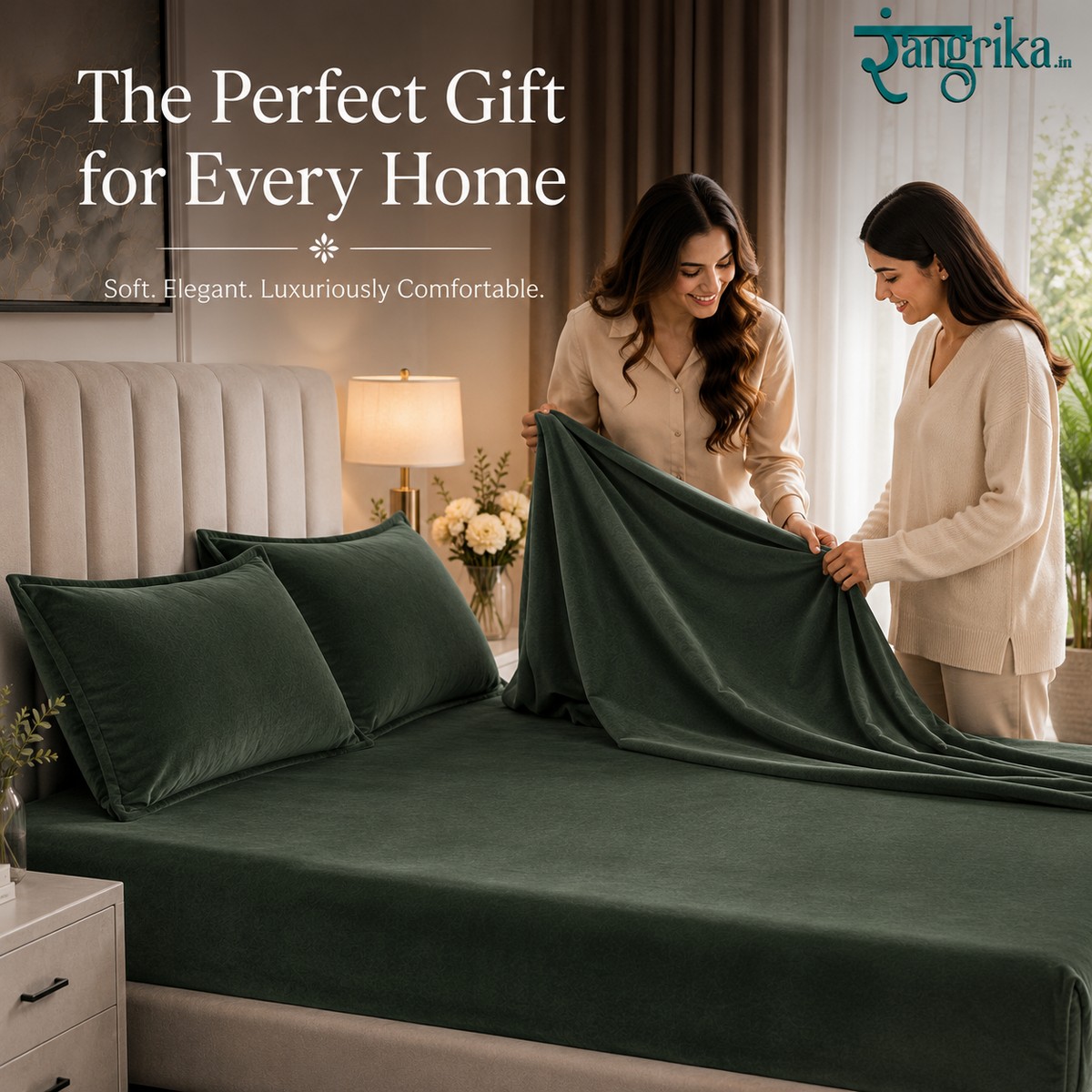 Velvet Solid Winter Bedsheet for Double Bed King Size with 2 Pillow Covers