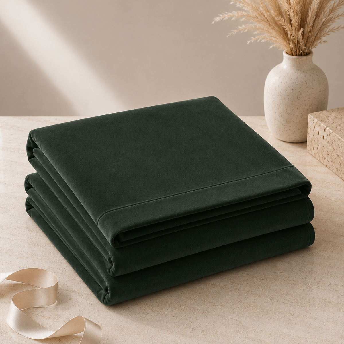 Velvet Solid Winter Bedsheet for Double Bed King Size with 2 Pillow Covers