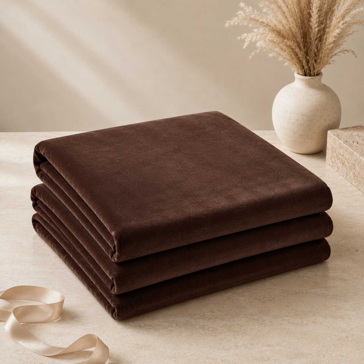 Velvet Solid Winter Bedsheet for Double Bed King Size with 2 Pillow Covers